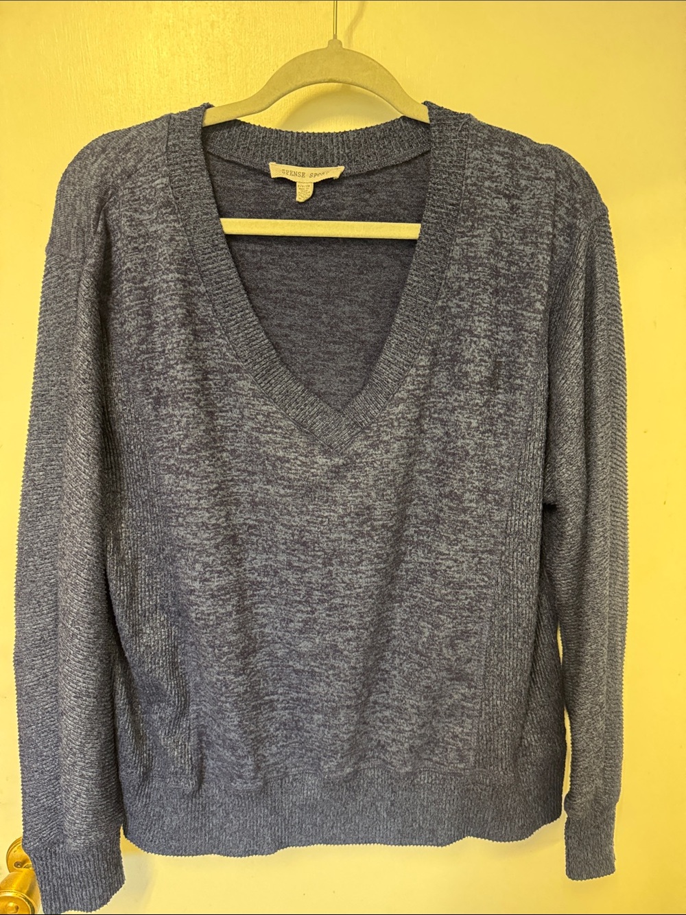 Spence Sport Frame Denim Women's V-Neck Sweater - Heather blue